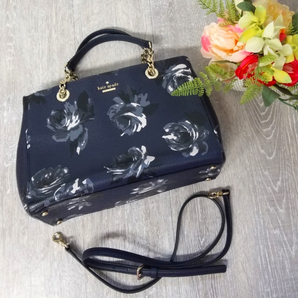 πHPπKate Spade Briar Lane Night Rose Meena Satchel - Picture 13 of 16